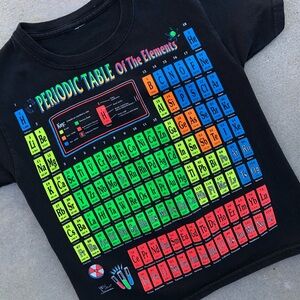 Vtg Periodic Table of Elements Wild Cotton Screen Printed Black Tee